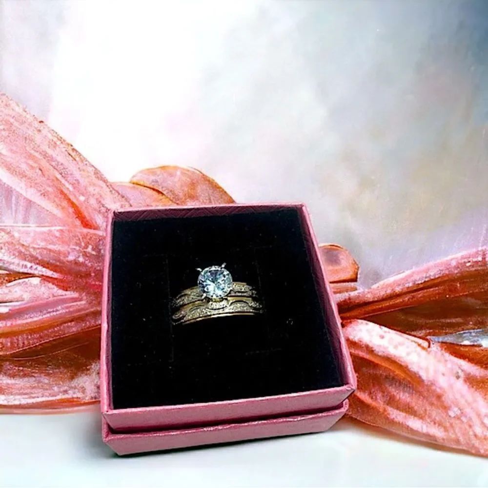 2-piece Ring Set l Blue Hue Sterling Silver Rings l New